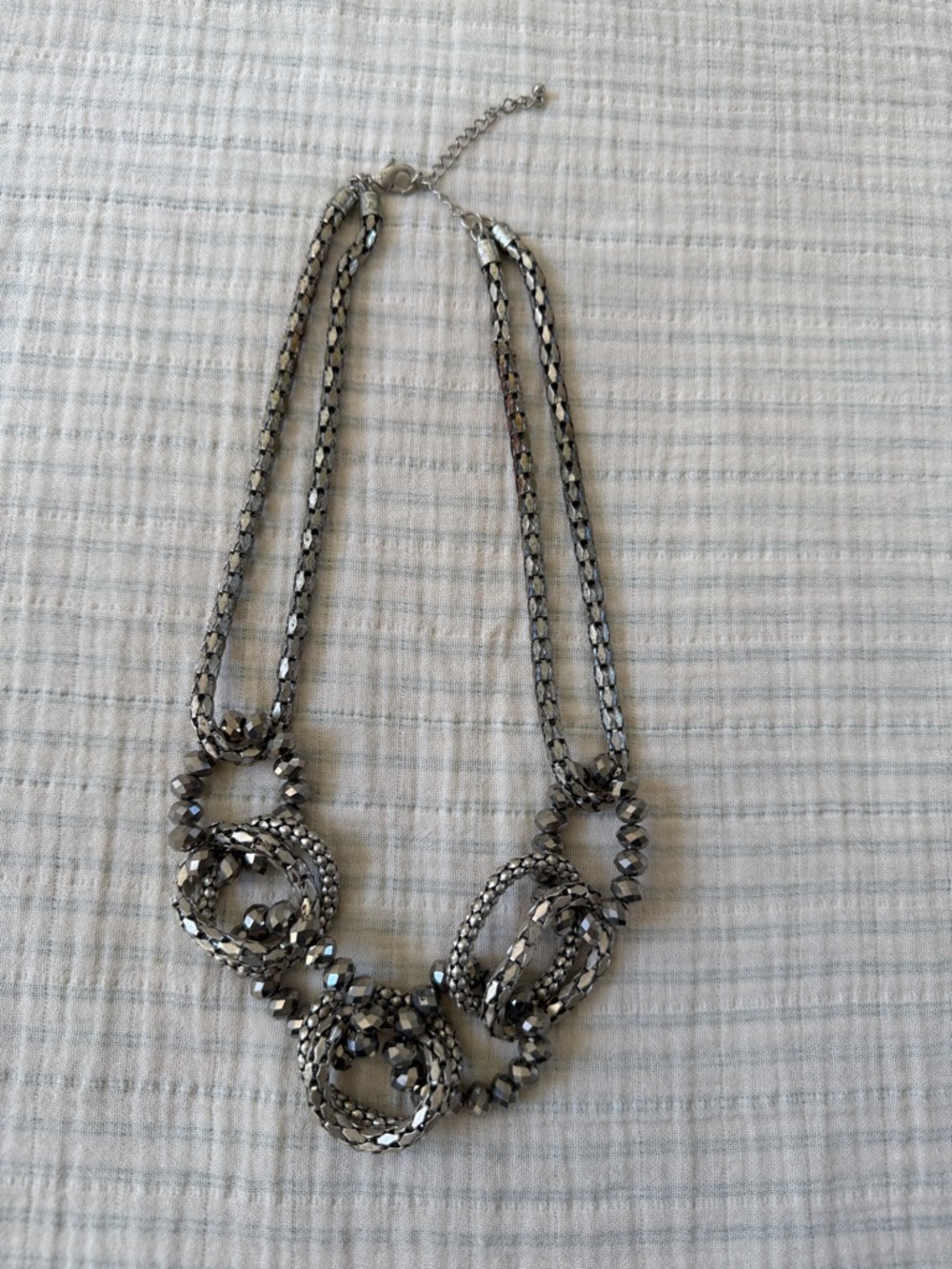 Source Unknown Silver Crystal Loop Necklace EUC